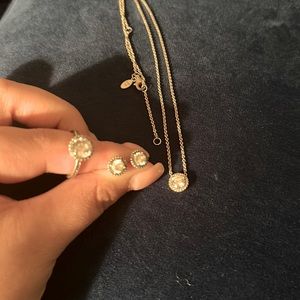 Round Pandora Necklace, Earrings, and Size 5 Ring